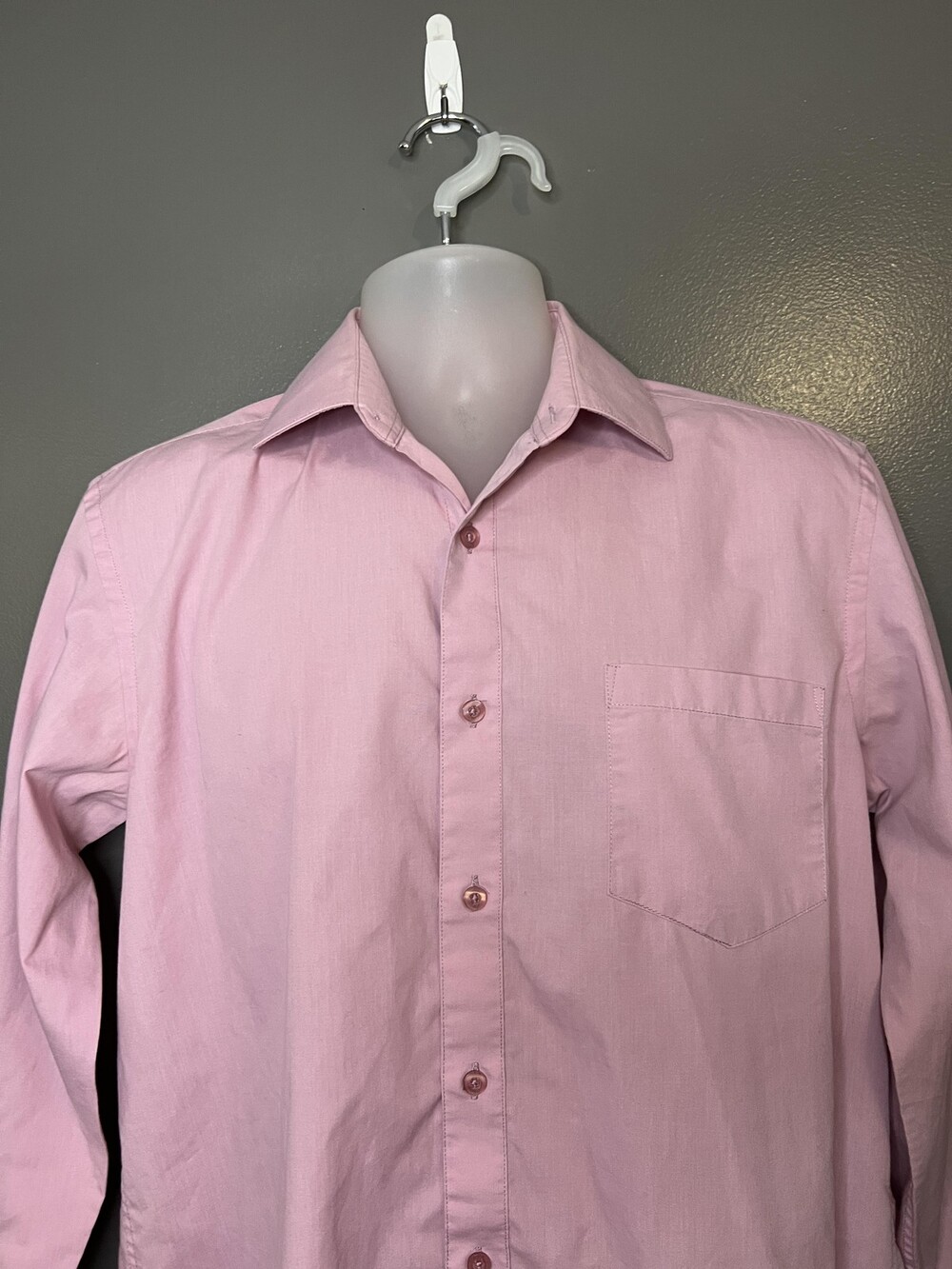 Adolfo Shirt Mens 15/15.5 32/33 Pink Long Sleeve Dress Button Front Point Collar